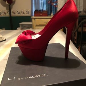 Red Satin Heels with a bow